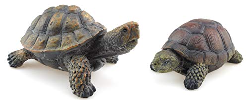 Bambelaa! Juego de 2 figuras de tortugas para jardín (tamaño pequeño, para interior y exterior), color verde y marrón