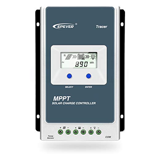 EPEVER MPPT Controlador de Carga Solar Trazador A Serie 10A / 20A / 30A / 40A con 12V / 24V DC Automatically Identifying System Voltage (10 A)