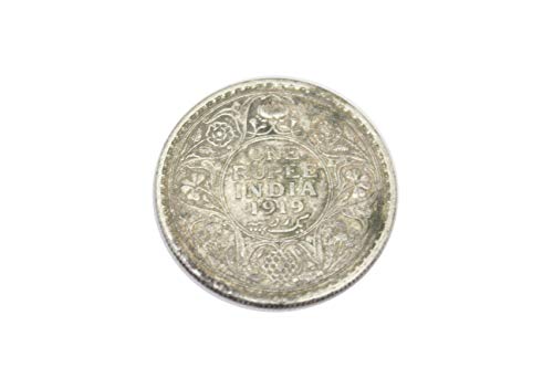PH British One Rupee India 1919 George V King Emperor: Plata .917 moneda