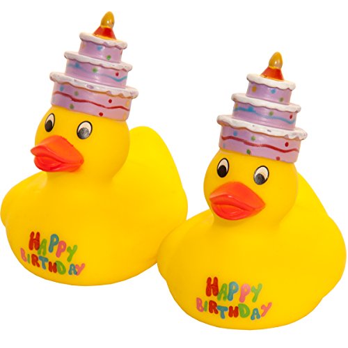 MC-Trend Happy Birthday Patito de goma pato quietscheente Cumpleaños con texto pasteles tarta en la cabeza
