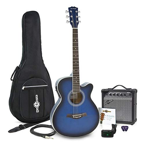 Set de Guitarra Electroacústica con Cutaway + Amplificador de 15 W Blue