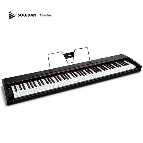 Souidmy Piano digital, piano eléctrico de 88 teclas de tamaño completo con teclas semipesadas, Soporte de música, Fuente de alimentación y altavoces incorporados