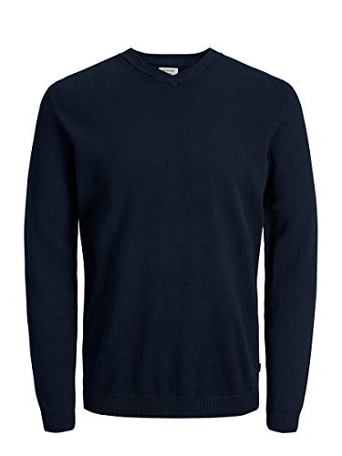 Jack & Jones Jjebasic Knit V-Neck Noos suéter, Azul (Navy Blazer Navy Blazer), Small para Hombre