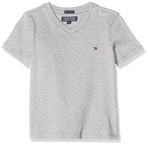Tommy Hilfiger Boys Basic Vn Knit S/s Camiseta, Gris (Grey Heather 004), Talla única (Talla del Fabricante: 80) para Niños