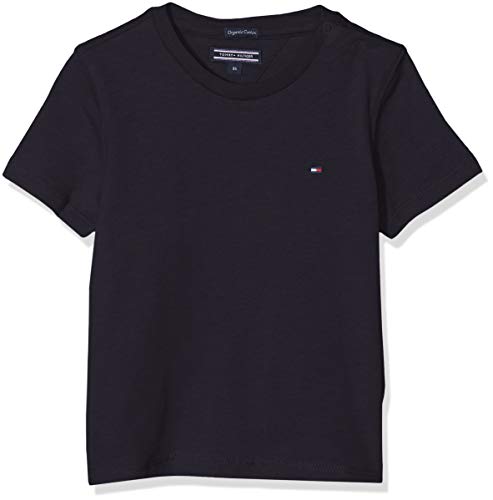 Tommy Hilfiger T Camiseta Básica de Manga Corta, Azul (Sky Captain), 140 (Talla del Fabricante: 10-11) para Niños