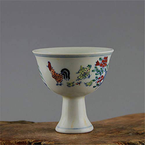 BENGKUI Escultura,Hermosa Taza De Cilindro De Pollo De Porcelana Policromada China Ming Dou Exquisita Taza De Porcelana Blanca
