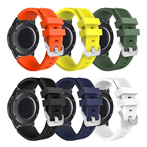 kytuwy Compatible con Correa de Reloj Gear Watch 3 45mm, Correa de Silicona Suave 22mm Deportiva Pulsera de Repuesto para Galaxy Watch 46mm/Gear S3 Frontier/S3 Classic Smart Watch(6packB)