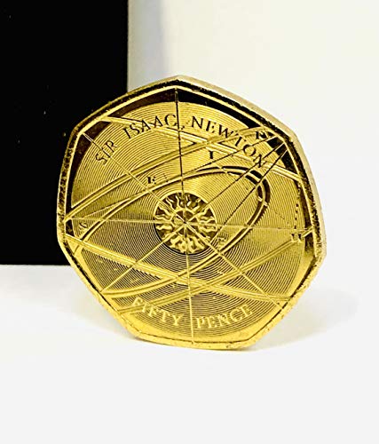 Moneda de 50 peniques chapado en oro de 24 quilates Sir Isaac Newton con moneda y C.O.A