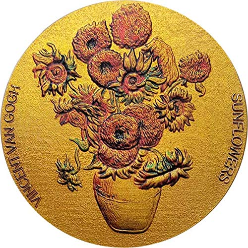 Power Coin Sunflowers Girasoles Van Gogh 2 Oz Moneda Plata 10 Cedis Ghana 2020