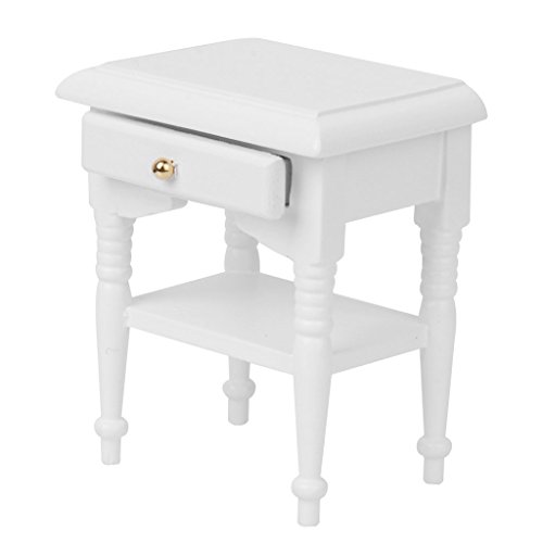 SODIAL(R) 1/12 Cabecera de tienda de muebles de gabinete de madera de casa de munecas de decoracion blanca
