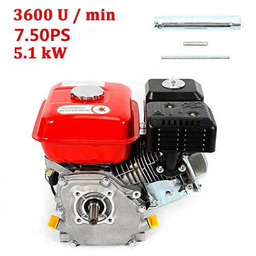 SHIOUCY Motor de gasolina 7.5 HP/5,1 kW/3600 rpm (eje de 20 mm, con alarma de aceite, motor de 4 tiempos refrigerado por aire)