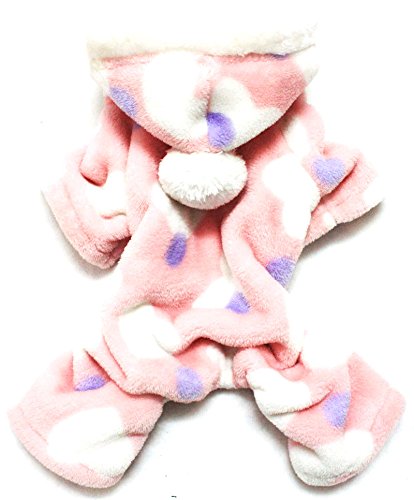 SMALLLEE_Lucky_Store Forro Polar Pijama Jumpsuit Mono Abrigo Capucha con Pelo Invierno para Perro Pequeño,Perrito Rosa S