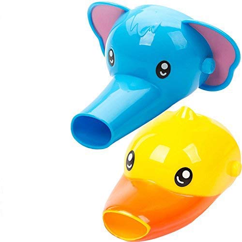 AOI Extensor de Grifo para niños bebés Niños - Juego de 2 Extensores de Animales para lavamanos del lavamanos de Las Llaves Grifo Divertido (Elefante + Patos)
