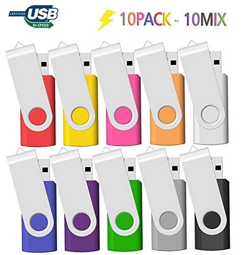 Memoria USB 2GB 10 Unidades, JBOS 2GB Memoria Flash USB 2.0 10 Piezas, Pendrive 2GB, 2 GB, Multicolor