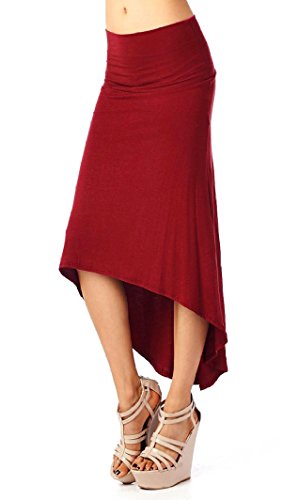 Aivtalk- Falda de Tubo Larga Media Falda Plisada con Volante Drapeado Elástico Slip Dress Estilo Casual Vestido Playa - Rojo - Talla M(ES 38)