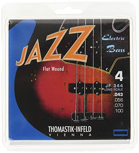 Thomastik Cuerdas para Bajo Eléctrico Jazz Bass Serie niquel entorchado plano juego 4 cuerdas JF344 escala larga 34"