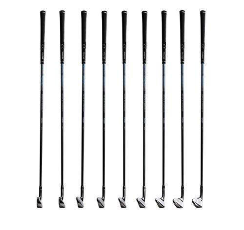 Mazel Set de palos de golf para hombres, mano derecha, juego de hierros de golf de una sola longitud, paquete de 37,5 '' con 9 piezas (grafito, SR Flex)