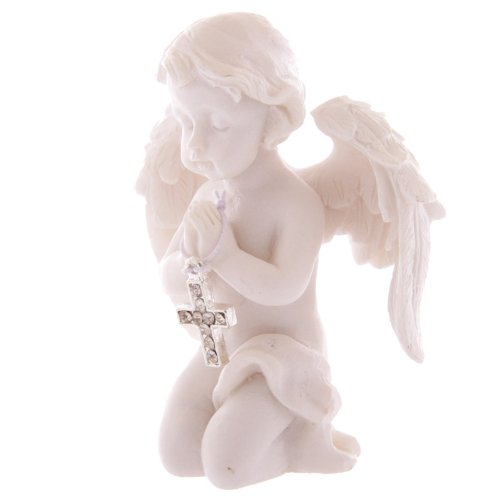 Hermoso angelito rezando con adornado de cruz con joyas, regalo para madres y abuelas