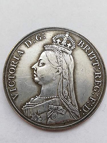 Moneda de Color Plateado de una Corona de Inglaterra Europea 1888, Color Plateado