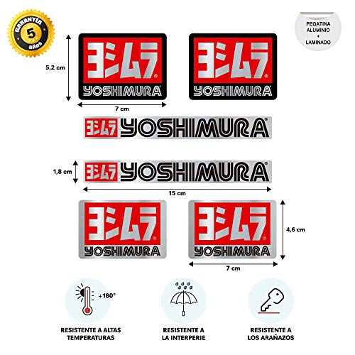 Pegatina Adhesivo Sticker Compatible con YOSHIMURA Tubo Escape Aluminio Alta Temperatura + 180 º Vinilo Coche Moto Adhesivo Laminado