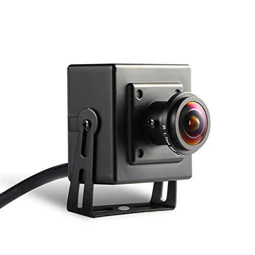 PoE Fisheye 3MP Mini cámara IP- Revotech® - H.265 1080P 1296P 2MP Panorámico Interior Metal Cámara Seguridad ONVIF P2P CCTV Cámara Sistema (I706-3-P Negro)