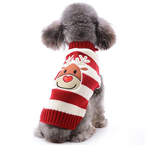 ABRRLO - Jersey de Navidad para perro, diseño de muñeco de nieve, reno de Papá Noel, copo de nieve, regalo de año nuevo, para cachorros, gatos, perros pequeños, medianos y grandes (reno rojo, M)