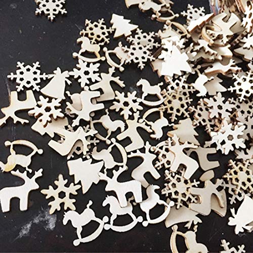 Decor Diy - 50pcs Natural Wooden Diy Christmas Tree Hanging Ornaments Pendant Gifts Snow Flakes Table Bottle - Tree Wood Tag Party Wood Wedding Heart Rustic Wood Wedding Decor Wedding Decor De