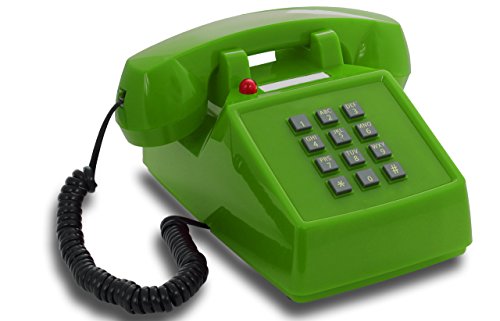 OPIS PushMeFon Cable: teléfono Fijo Retro de Teclado de los años 1970 con Campana metálica (Verde)