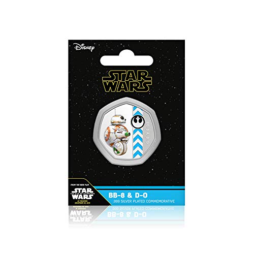 IMPACTO COLECCIONABLES Star Wars El Ascenso de Skywalker - BB-8 & D-O - Moneda / Medalla Heptagonal 50p, con baño en Plata .999