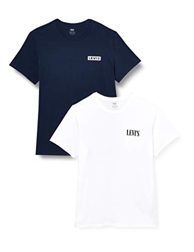 Levi's 2pk Crewneck Graphic Camiseta, Blanco (2pack tee White/Dress Blues 0002), X-Large (Pack de 2) para Hombre