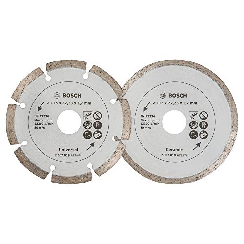 Bosch 2607019478 - Paquete de 2 discos de diamante para azulejos y materiales de construcción (diámetro de 115 mm)