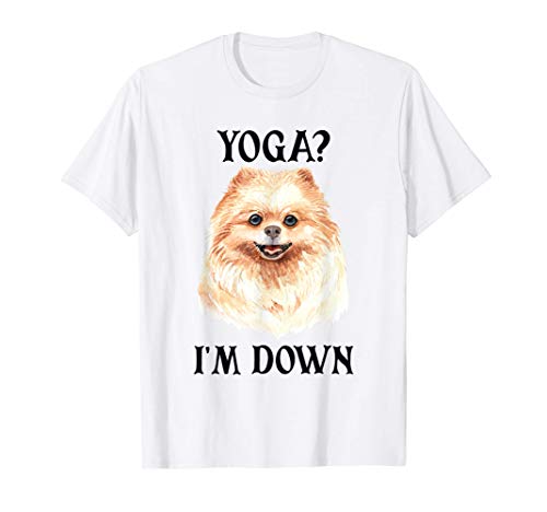 Divertido regalo de yoga para perros con un pomerania Camiseta