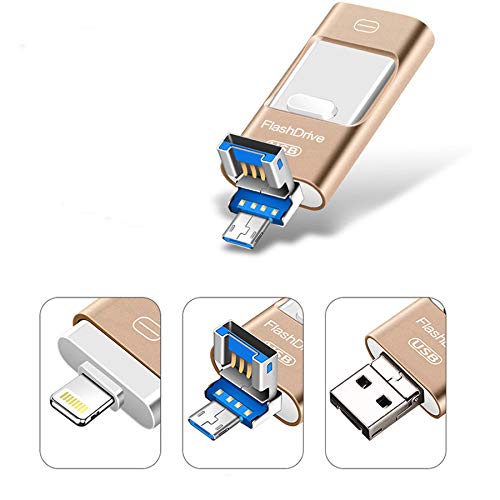 Kaulery Memoria USB para iPhone Android Pendrive 256GB Compatible con iOS iPad iPod Computadoras Laptops 3 en 1 Memoria Flash USB 3.0 (256GB)