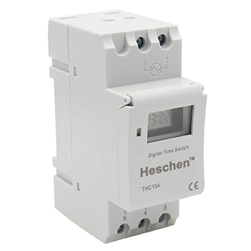 Heschen, interruptor de relé de temporizador semanal de alimentación, Digital, LCD, THC15A, CA 220 a 240 V, 16 A SPST, 35 mm, carril DIN