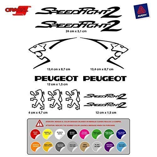 Pegatina Adhesivo Compatible con Peugeot SPEEDFIGHT2 Coche Moto Vinilo Troquelado (11 Unidades) 16 Colores Disponibles