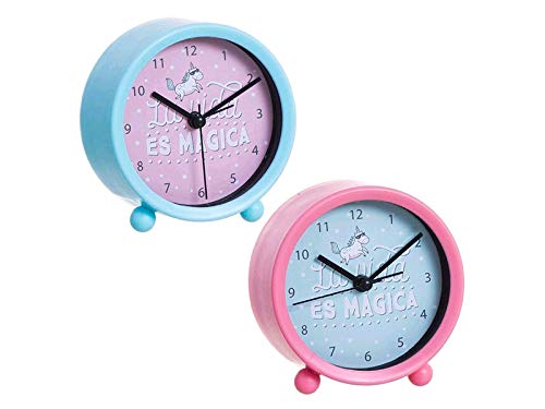 D'CASA Pack de 2 Relojes Despertador Infantil Unicornio la Vida mágica Rosa y Azul