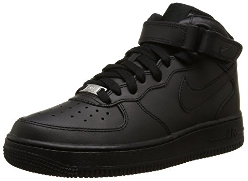 Nike Zapatillas de Baloncesto AIR FORCE 1 MID (GS), Infantil, Negro (004 BLACK/BLACK), Talla 37.5