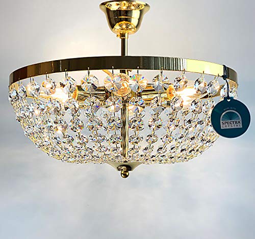 Parigi - Lámpara de techo de cristal brillante, 40 cm de diámetro, para pasillo, salón o dormitorio, fabricada con cristal Spectra de Swarovski