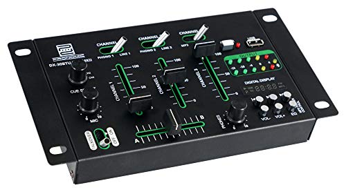 Pronomic DX-30BTU USB MKII - Mesa de mezclas para DJ (Bluetooth, 3 canales, función Cue, USB, MP3 y reproductor Bluetooth, incluye fuente de alimentación.