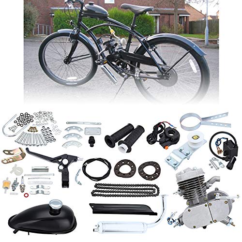 Ambienceo 80cc 2 tiempos Ciclo de pedal Gasolina Gas Motor Kit de conversión de bicicleta para bicicleta motorizada Plata
