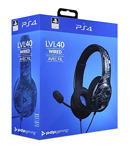 PDP - Auricular Stereo Gaming LVL40 Con Cable, Negro Camo (PS4)