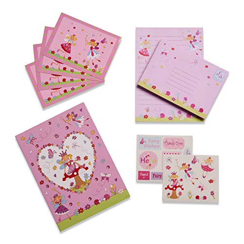 Juego de escritura infantil con hadas de Lucy Locket de color rosa - Kit de papelería con hojas, sobres y postales para niños