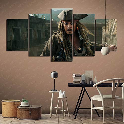 GBxebenYN02 5 Pinturas en Lienzo quíntuples decoración de Moda Piratas del Caribe Club Bar 100x50cm Imagen enmarcada