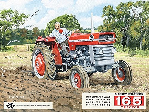 Massey - Ferguson 165 tractor Rojo Agricultor arado campo. Medio pesado clase Pintado anuncio Ideal para casa, hogar, cocina, gargage, tienda o vertiente o pub. Metal/Cartel De Acero Para Pared - 15 x 20 cm