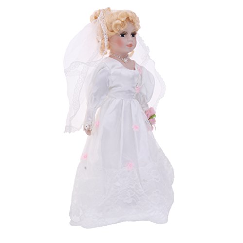 B Blesiya Modelo de Novia de Muñeca de Porcelana Victoriana de 40cm con Vestido y Velo de Boda