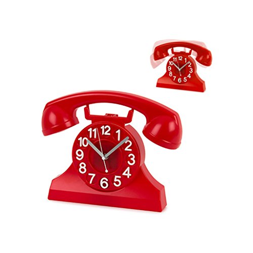 Balvi Reloj de Pared Riiing Color Rojo Reloj Pared Original Vintage en Forma de telefono Plástico 26,3x32,2x5,2 cm