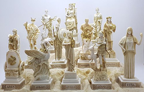 Juego de 12 figuras de panteón de dioses olímpicos griegos 12 figuras de alabastro de 16 cm