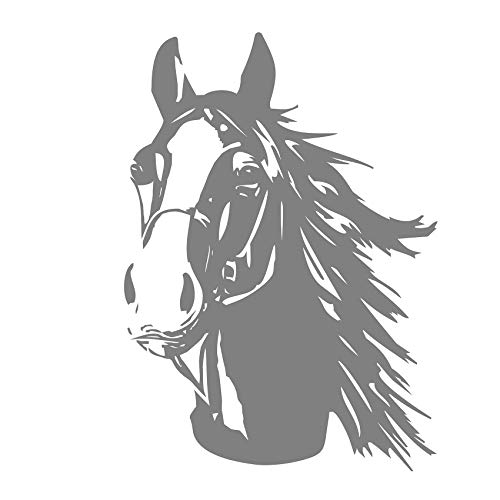 Finest Folia Adhesivo decorativo de cabeza de caballo, para coche, remolque, camión, caballo, coche, diseño de animales, K039 (gris medio, 30 x 21 cm)