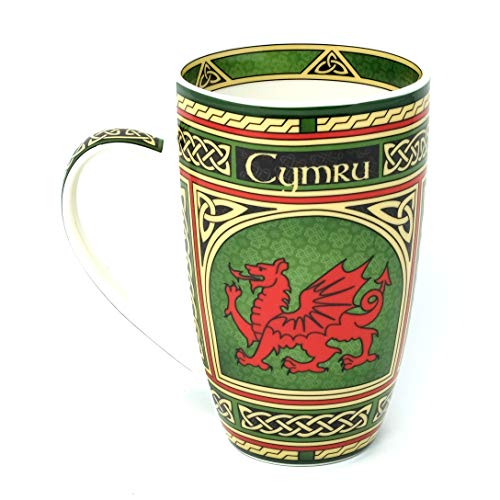Taza de café de porcelana con diseño de nudos celtas irlandeses, hecha de porcelana china de hueso, 400 ml