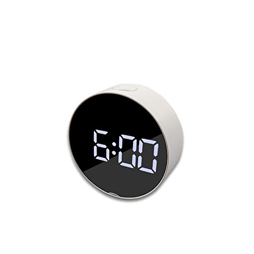 SMAQZ Reloj Despertador Espejo Creativo Reloj Led Multifunción Espejo De Maquillaje Reloj Despertador Redondo